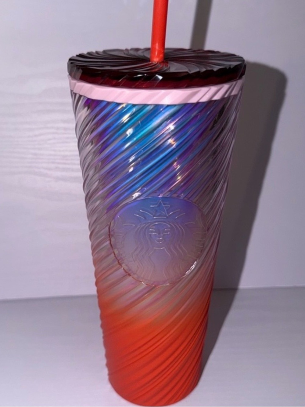 NWT Starbucks 2025 Sunrise Swirl Lilac Iridescent Venti Cold Drink Tumbler